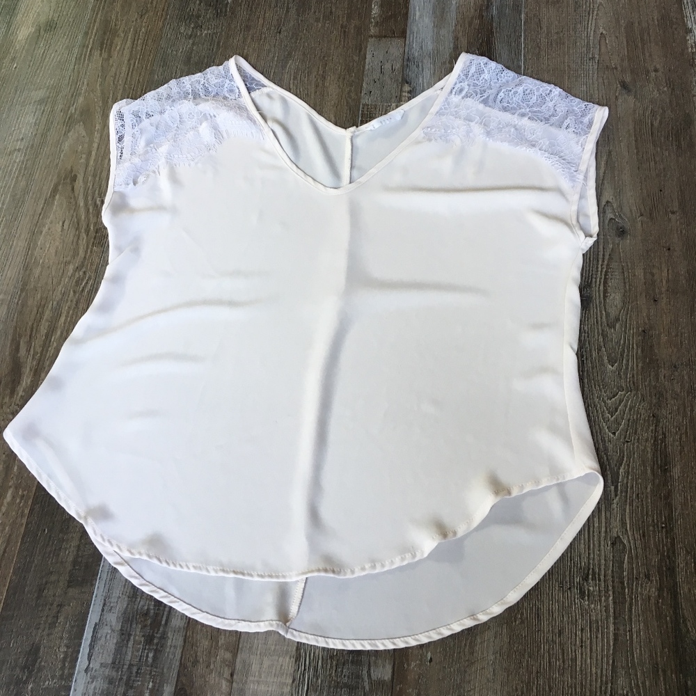 Lush Cream Lace V Cut Blouse Nordstrom Small